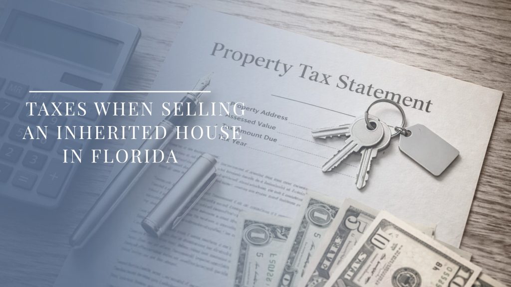 tax documents and house keys representing taxes when selling an inherited house in Florida