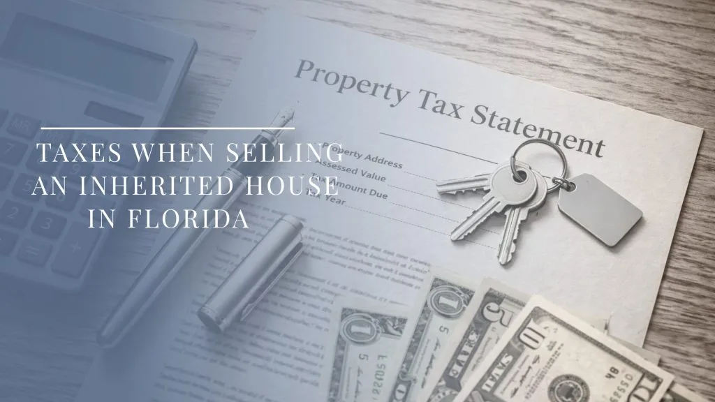 tax documents and house keys representing taxes when selling an inherited house in Florida